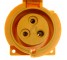 32A 3 Pin 110V IP67 Straight Panel Socket Yellow