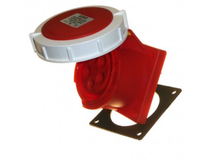 16A 3P+N+E 415V IP67 Straight Panel Socket Red