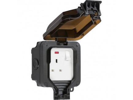 Black Outdoor Single 13A Socket