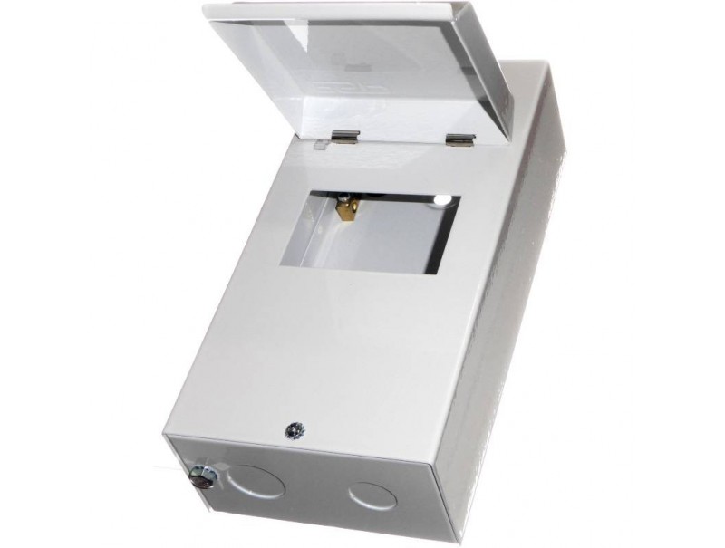 Empty 4 Module Metal Enclosure with Lid, DIN Rail and Earth Bar