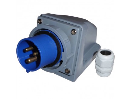 16A 2P+E 230V IP67 Appliance Socket Blue