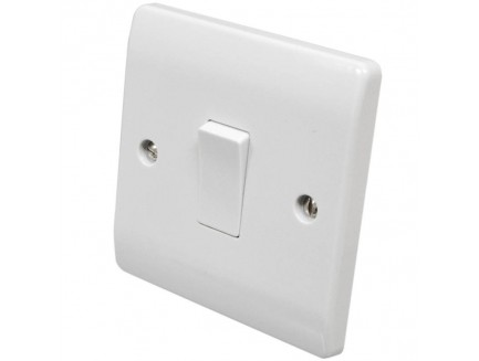 1G 1 Way Light Switch - White - Rounded