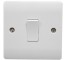 1G 1 Way Light Switch - White - Rounded