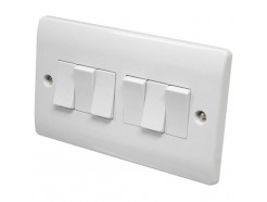 6 Gang 2 Way Light Switch - White - Rounded