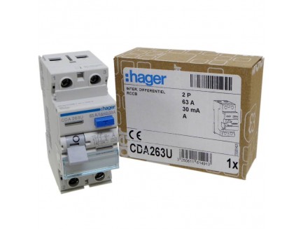 Hager CDA263U 63A 30mA DP A Type RCD