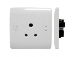 15A Round Pin Unswitched Wall Socket White