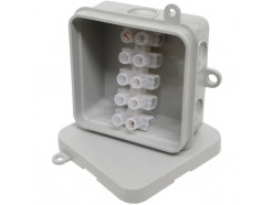 Small 65mm square junction box with 15A terminal strip