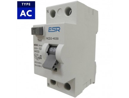 40A 30mA 2 Pole Type AC RCD RCCB Trip