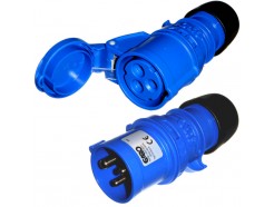 16A 3 Pin Plug and Coupler 230V IP44 Blue