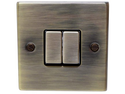 2 Gang 2 Way Light Switch Antique Brass