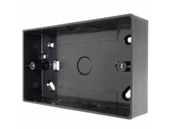 2 Gang Black Surface Back Box – 32mm Deep with Conduit & Mini Trunking Knockouts