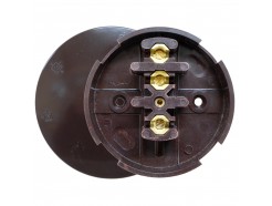 30 Amp 3 Terminal Junction Box – Round, Brown, Bakelite, 90mm