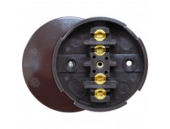 20 Amp 4 Terminal Junction Box – Round, Brown, Bakelite, 80mm