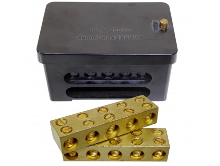 100A Double Pole 5 Way Link Box, Bakelite