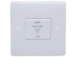 10A Triple Pole Fan Isolator Switch – White Curved Plate with Screw Caps