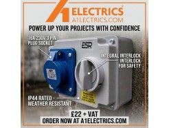 16A 3 Pin 230V Interlock Socket IP44 blue