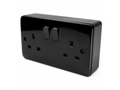 Black Double Socket and 32mm PVC Box