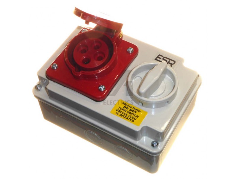 16 amp 4 pin 380 - 415 volt red interlock switched socket
